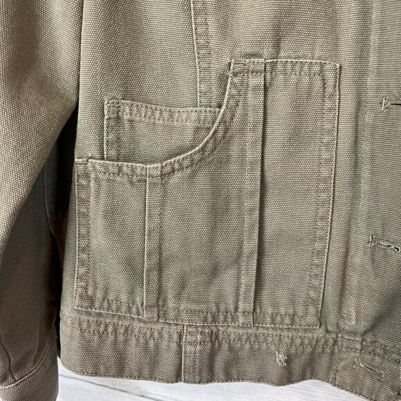 J Jill Jacket Womens Size XSP Olive Green Utility Military Distressed Denim Army - Picture 9 of 13